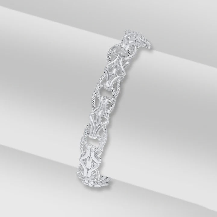 Silver Handmade 10mm Double Oval Textured Chain