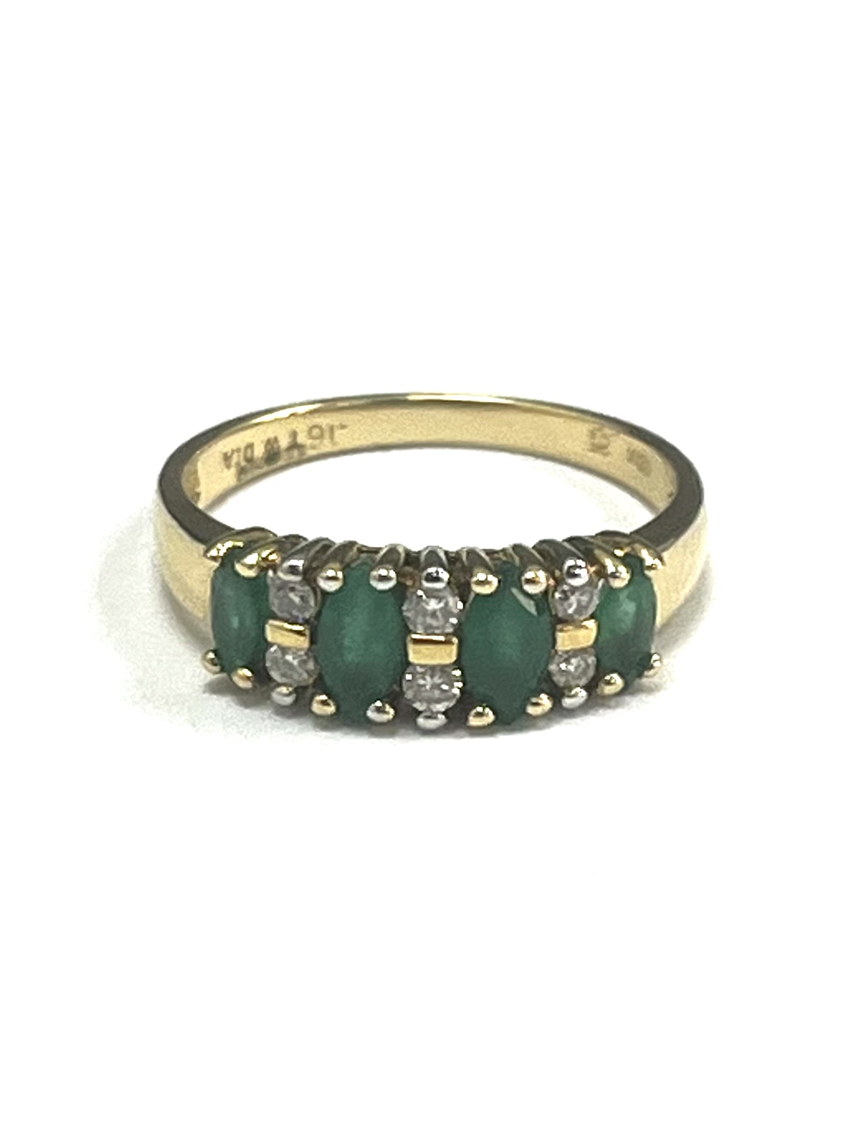 18ct Yellow Gold 0.16ct Diamond & Emerald Ring