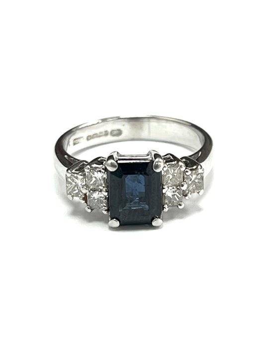 14ct White Gold Sapphire & Diamond Cluster Ring