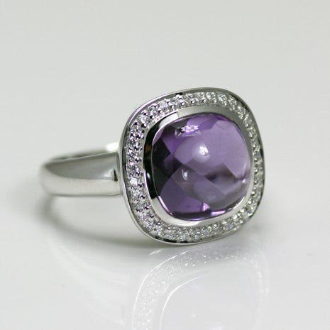 Silver Amethyst & White CZ Ring PYR002AM