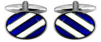BLUE/WHITE STRIPE CUFFLINKS 901518 - Robert Openshaw Fine Jewellery