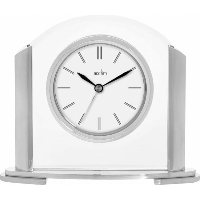 Acctim "Riccia" Silver/Metal/Glass Mantle Clock 36847 - Robert Openshaw Fine Jewellery