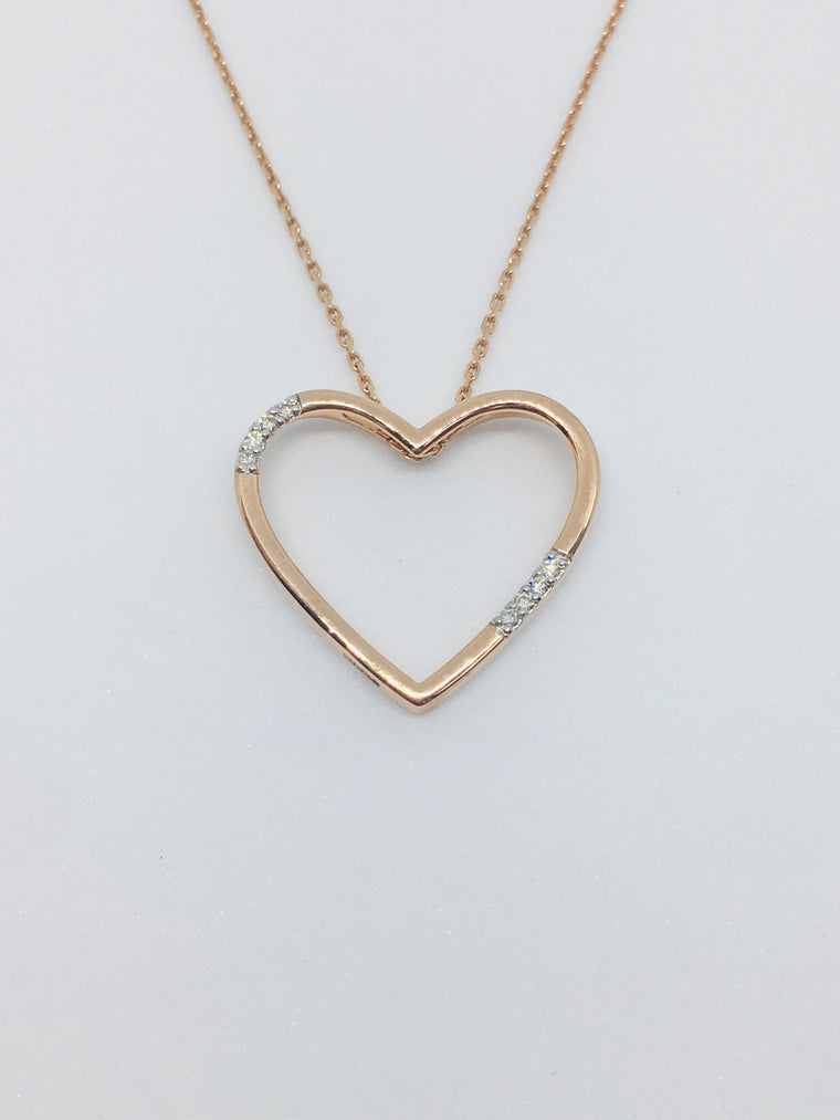 9ct Rose Gold & Diamond Heart Pendant 0.04cts - 2530047
