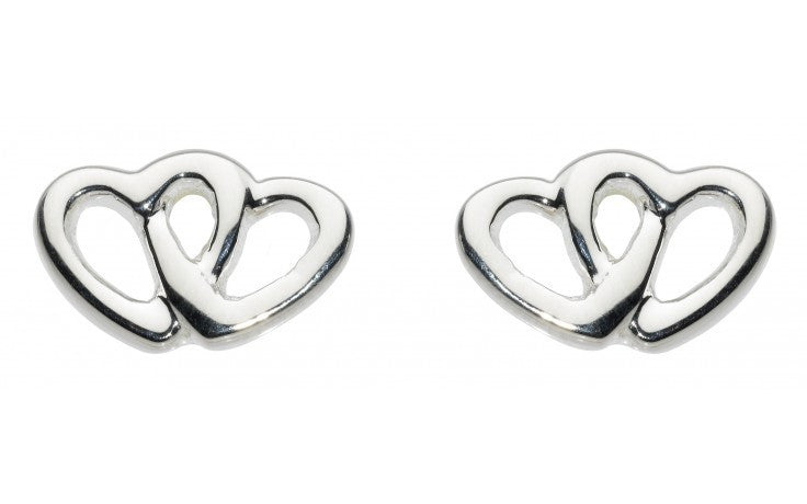 SILVER DOUBLE HEART STUDS 48359HP011