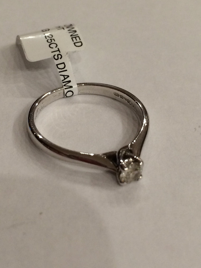 18ct WHITE GOLD 0.25CTS 4 CLAW DIAMOND RING WRIGHT