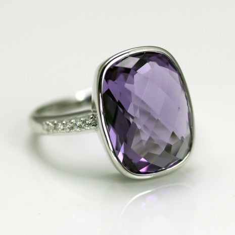 Silver Amethyst & White CZ Ring PYR001AM