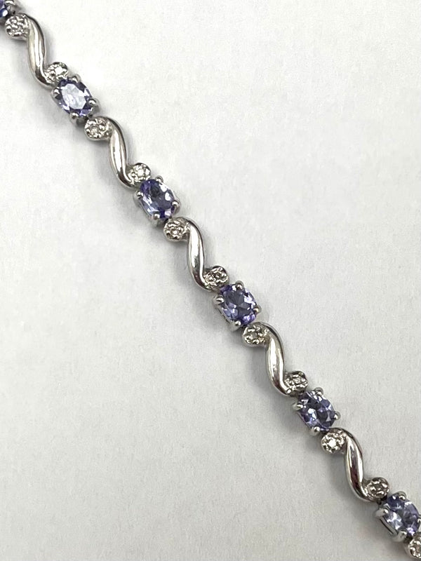 9ct White Gold 0.26cts Diamond & Tanzanite Bracelet