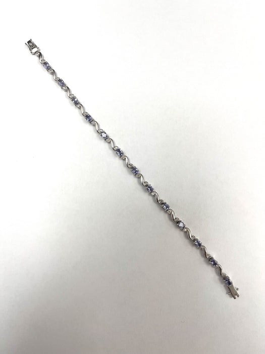 9ct White Gold 0.26cts Diamond & Tanzanite Bracelet