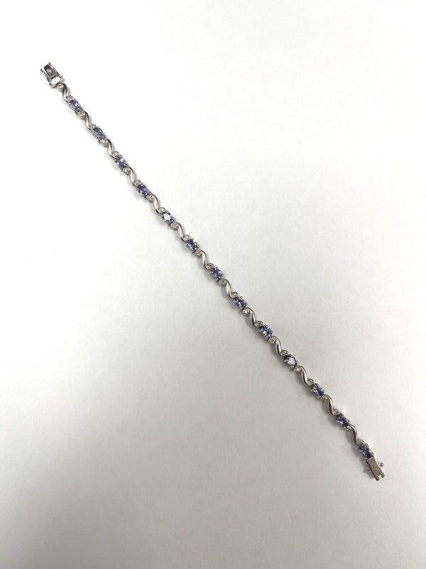 9ct White Gold 0.26cts Diamond & Tanzanite Bracelet