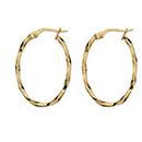 9CT YELLOW GOLD 10MM TWISTED HOOP EARRINGS