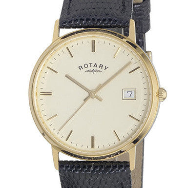 ROTARY 18CT YELLOW GOLD LEATHER STRAP WATCH GS11876/03