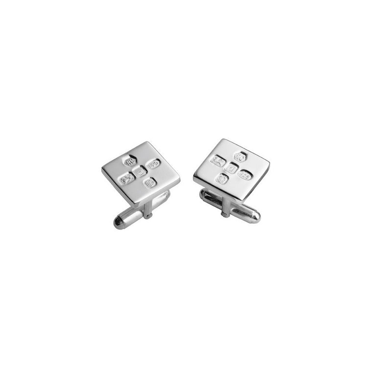 CARRS SILVER SQUARE CUFFLINKS CUFF/H*BX-SS