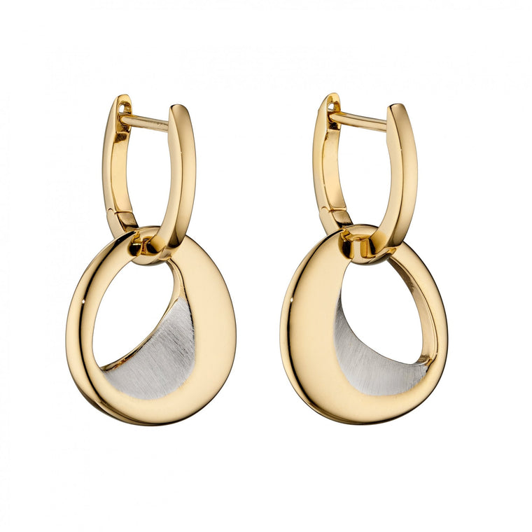 Fiorelli Silver Sterling Silver Hoop Organic Sculped Polished Gold Plating Earrings E5835