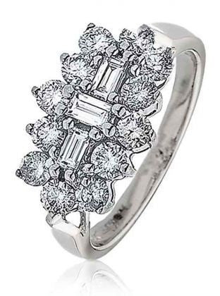 ROBERT OPENSHAW 18ct WHITE GOLD 1.08cts DIAMOND CLUSTER RING DRHQ914 - Robert Openshaw Fine Jewellery