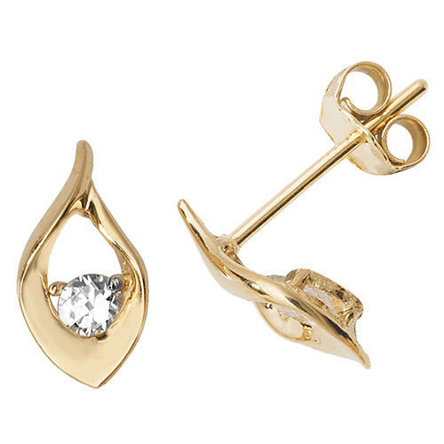 9ct Yellow Gold CZ Stud Earrings