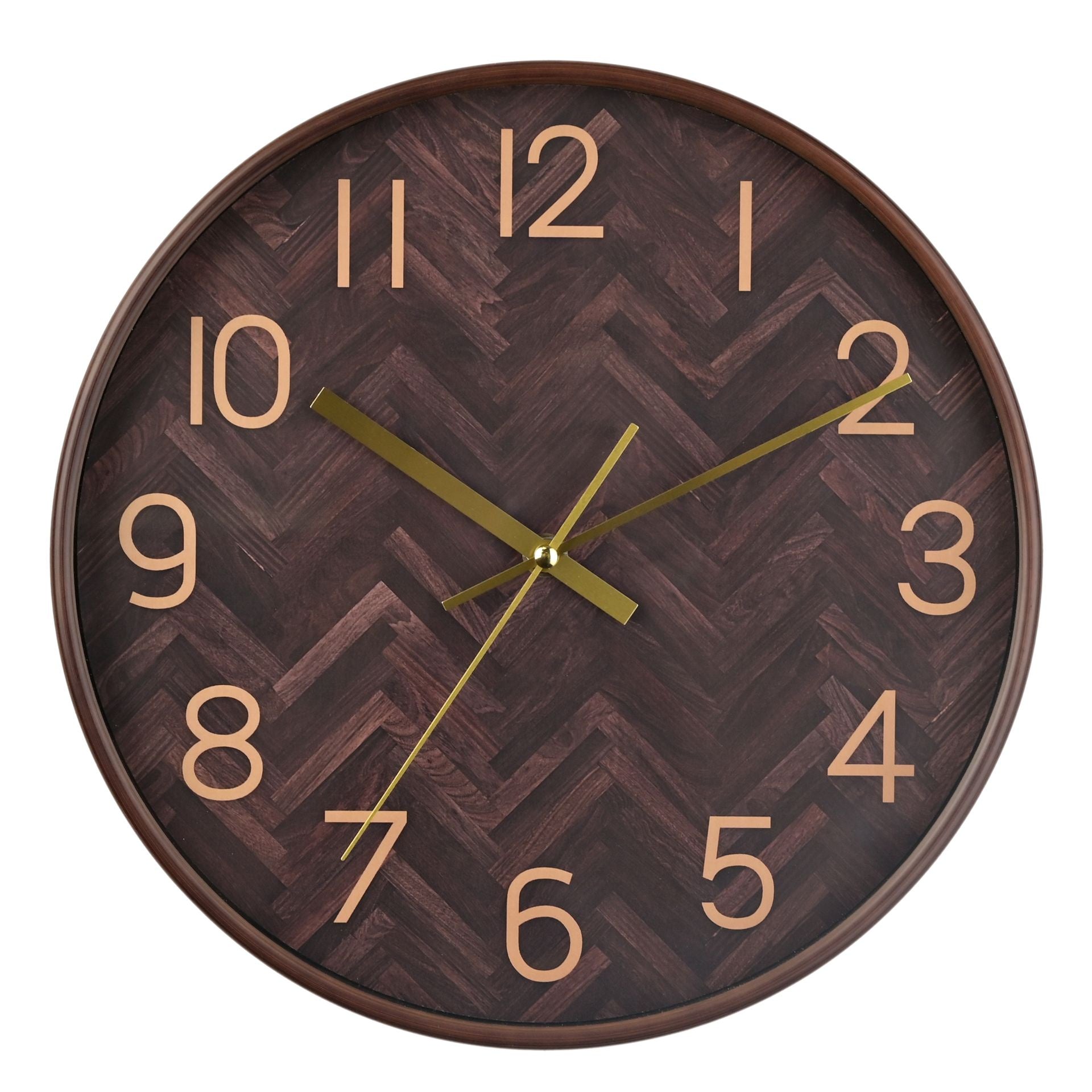 Brown Chevron Wall Clock 12"