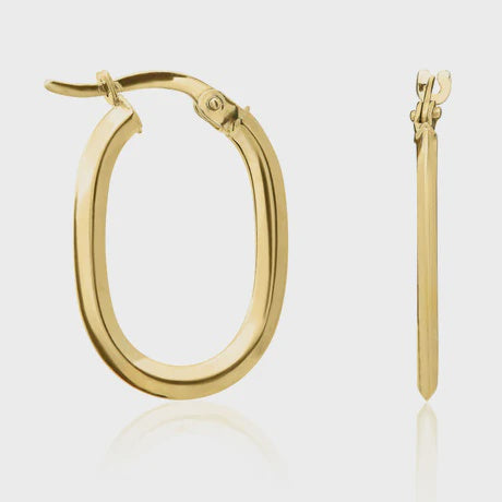 9ct Yellow Gold Angular Hoops