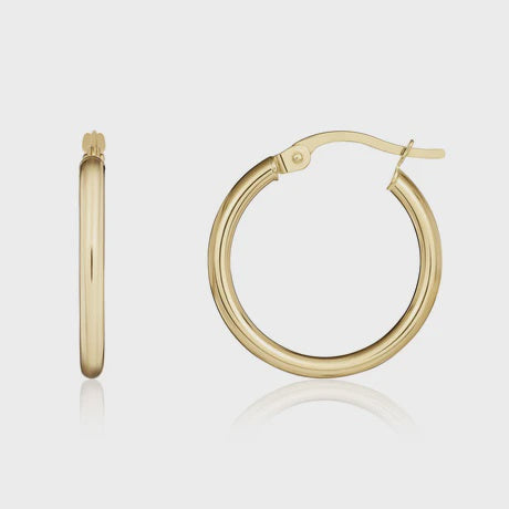 9ct Yellow Gold 14mm Round Hoops