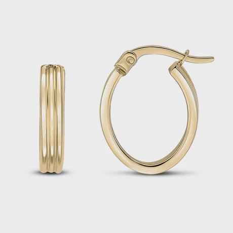 9ct Yellow Gold Ribbed Hoops