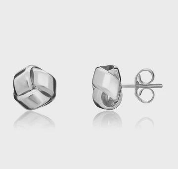 9ct White Gold Polished Knot Stud