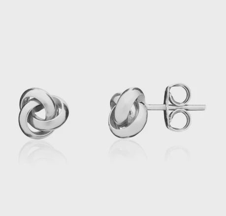 9ct White Gold Polished Knot Studs