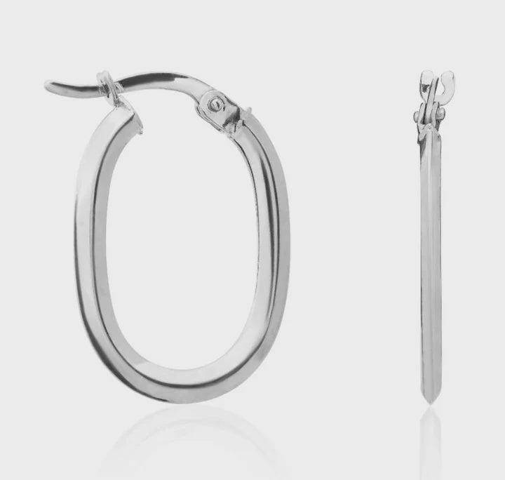 9ct White Gold 22mm Hoops