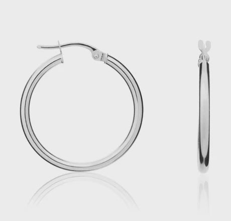 9ct White Gold 23mm Hoops