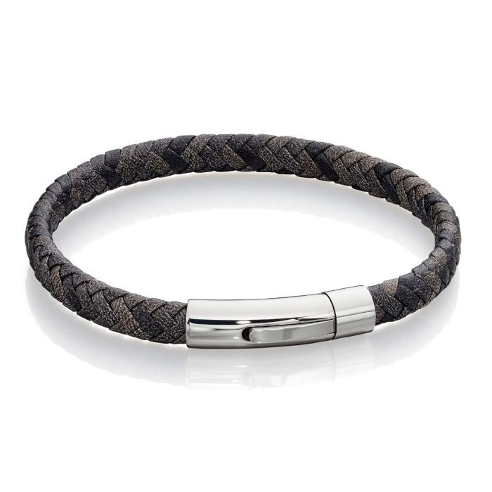 Fred Bennett Antique Grey Woven Leather Bracelet