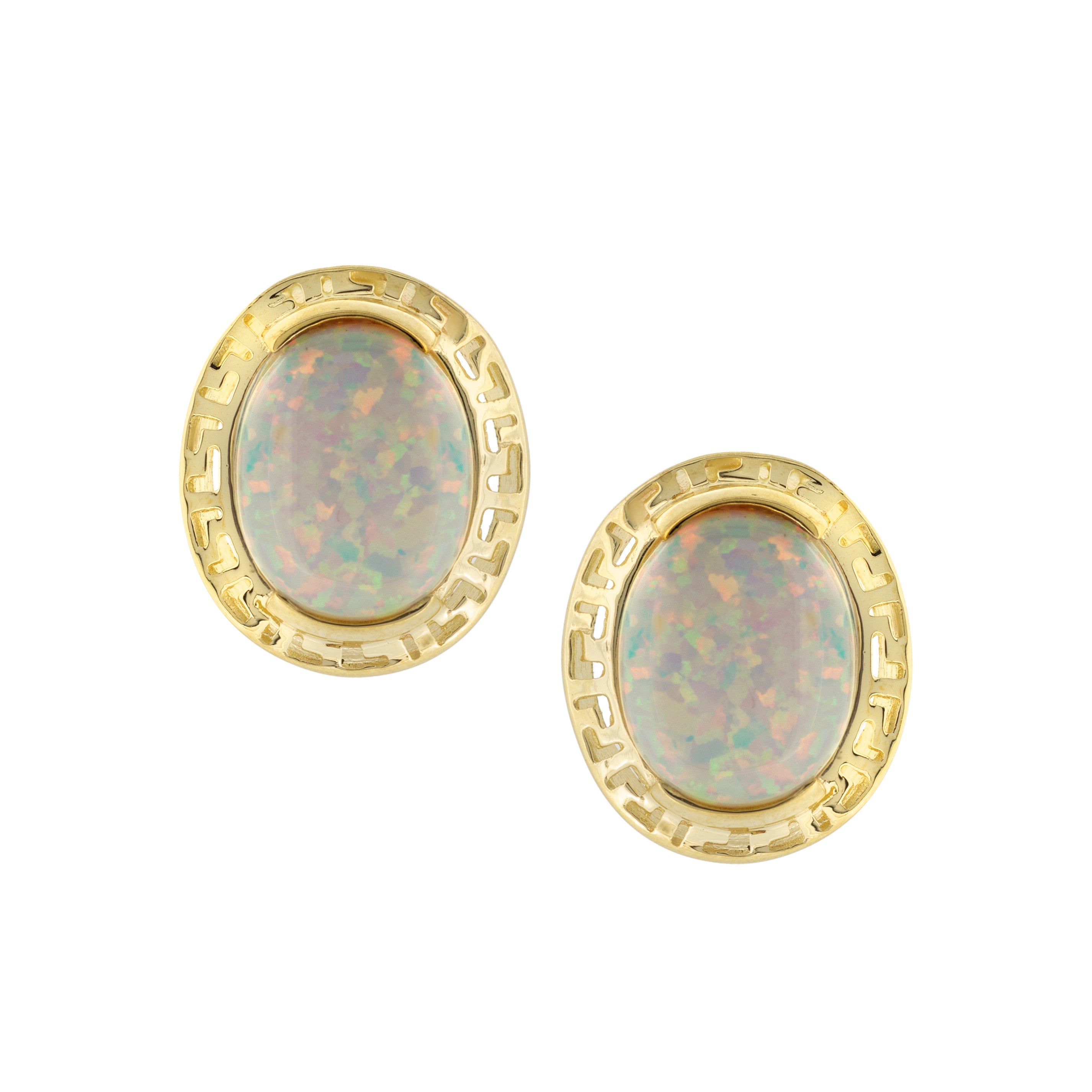 9ct Yellow Gold & Opal Stud Earrings