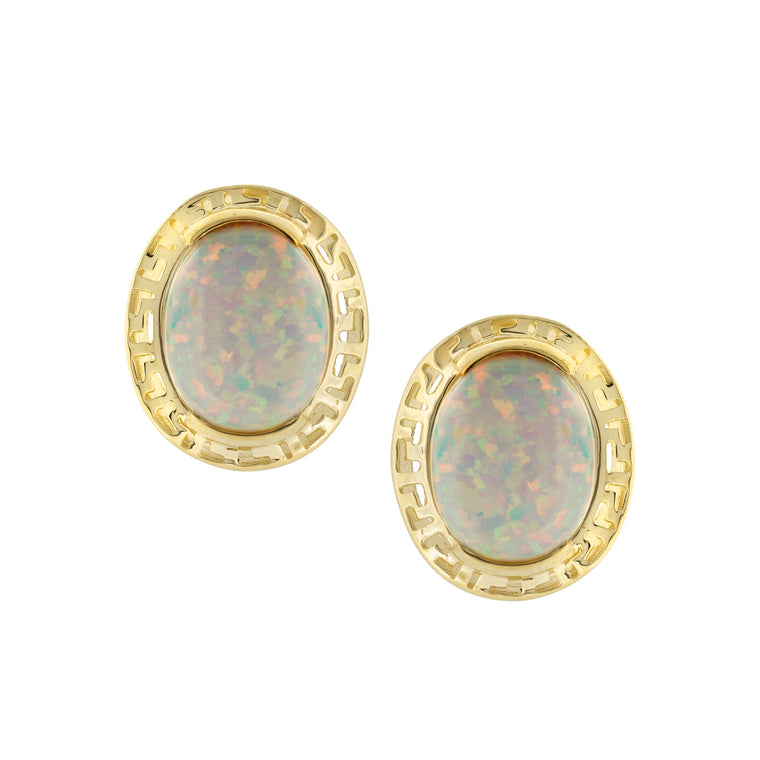 9ct Yellow Gold & Opal Stud Earrings