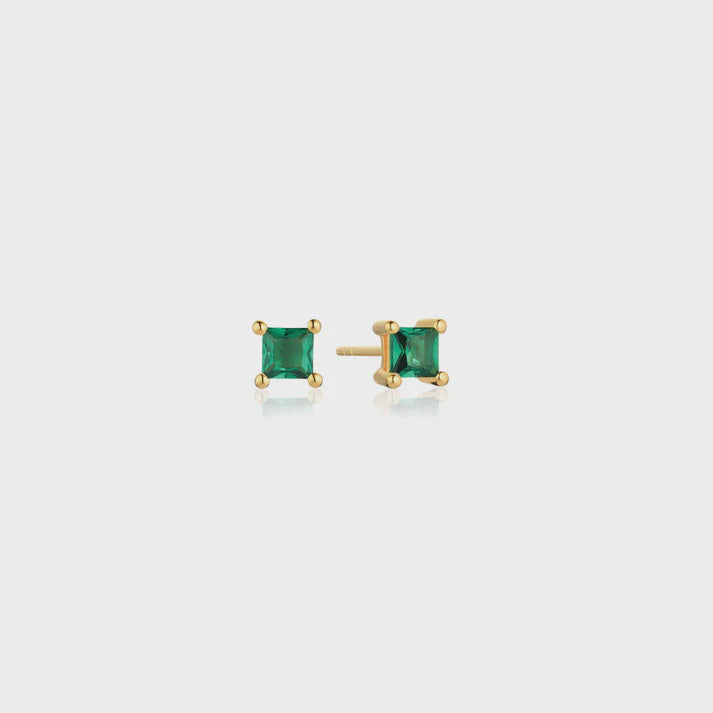 Earrings Ellera Quadrato Green Zirconia