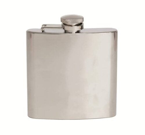 Plain Brushed Hip Flask – 6oz Stainless Steel