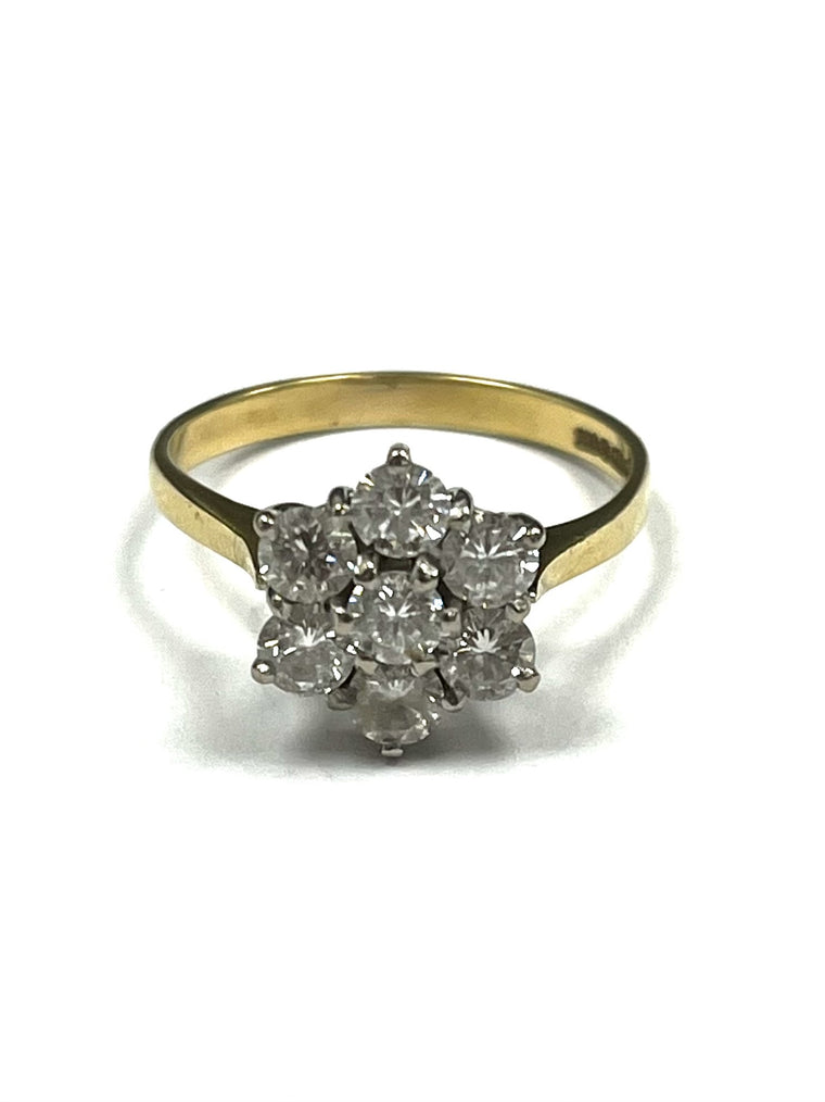 18ct Yellow gold  1.00cts Diamond Cluster Ring