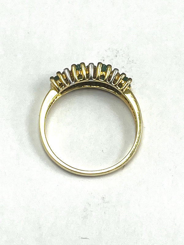 18ct Yellow Gold 0.16ct Diamond & Emerald Ring
