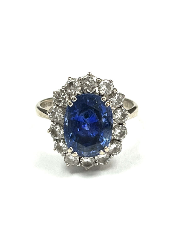 18ct White Gold 1.12cts Diamond & Sapphire Ring