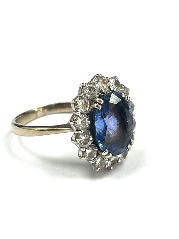 18ct White Gold 1.12cts Diamond & Sapphire Ring