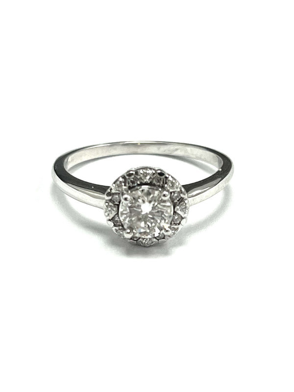 18ct White Gold Halo Diamond Cluster Ring 0.58cts