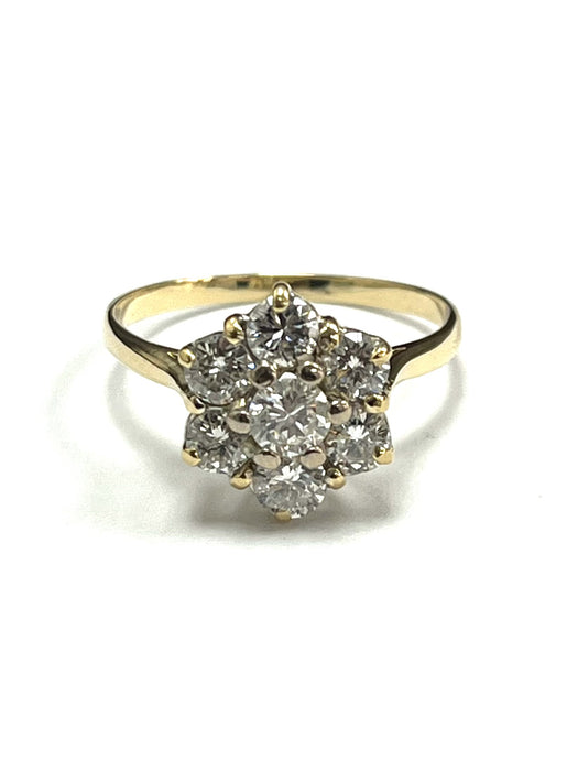 18ct Yellow Gold 1.00ct Diamond Cluster Ring
