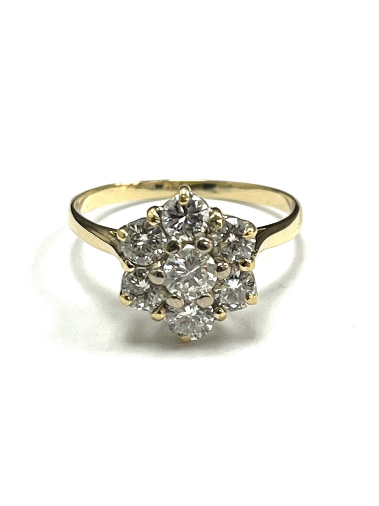 18ct Yellow Gold 1.00ct Diamond Cluster Ring