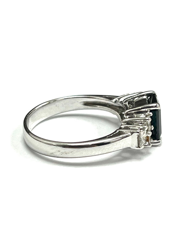 14ct White Gold Sapphire & Diamond Cluster Ring