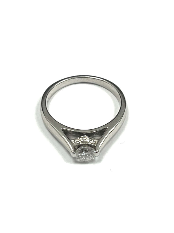 14k White Gold Suspended 0.45cts Diamond Ring. Stone set sides.