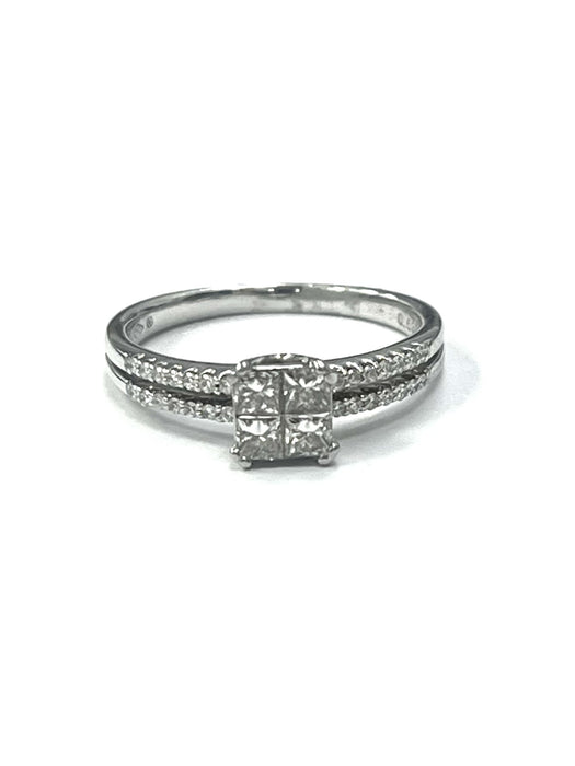 18ct White Gold Diamond Cluster Ring 0.52cts