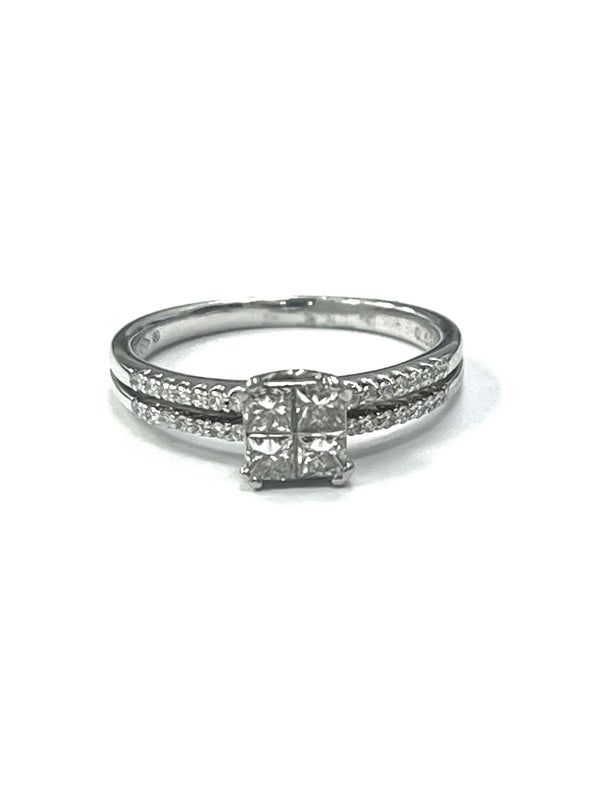 18ct White Gold Diamond Cluster Ring 0.52cts