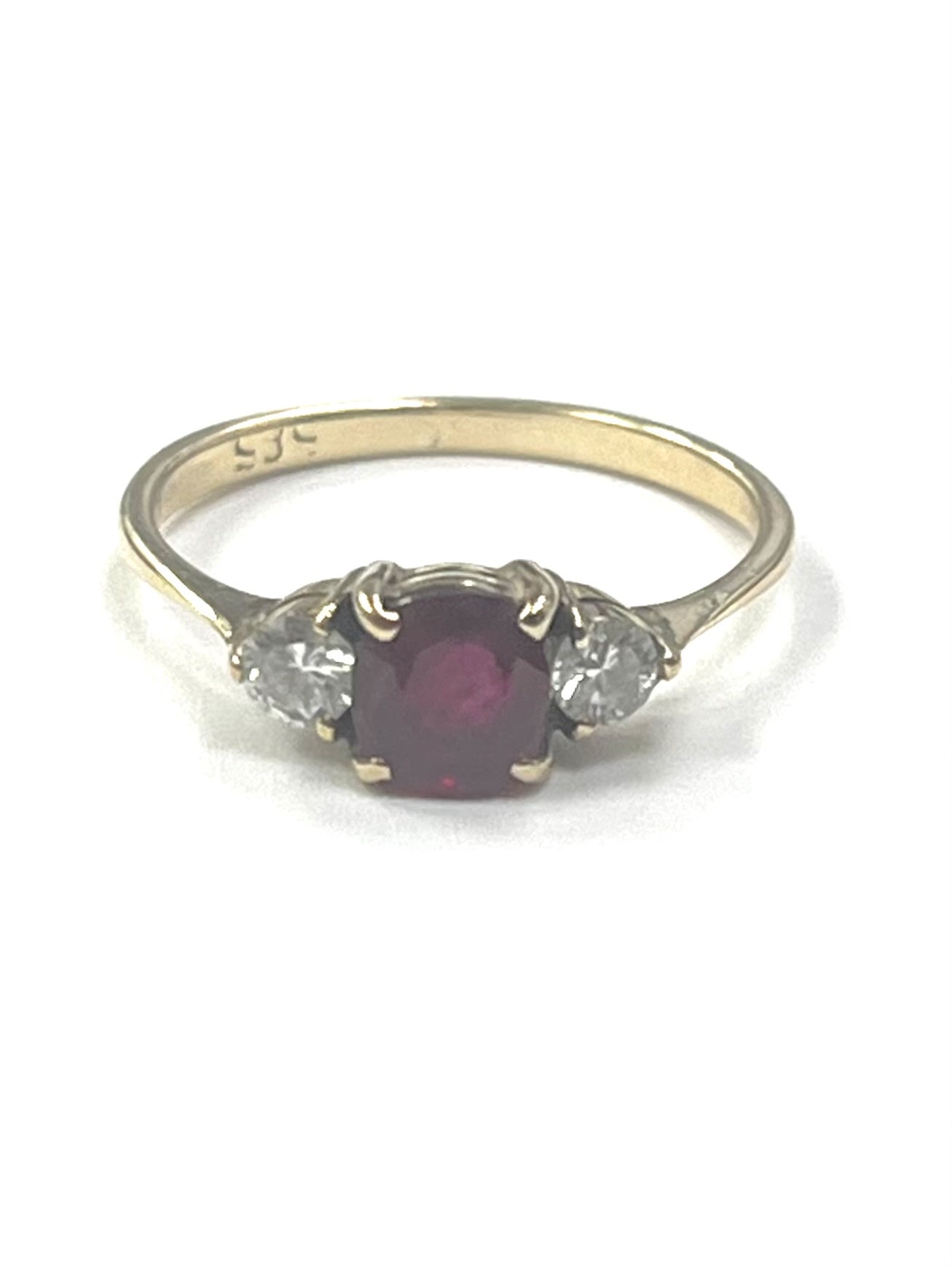 14ct Yellow Gold 0.20ct Diamond & o.62ct Ruby Ring.