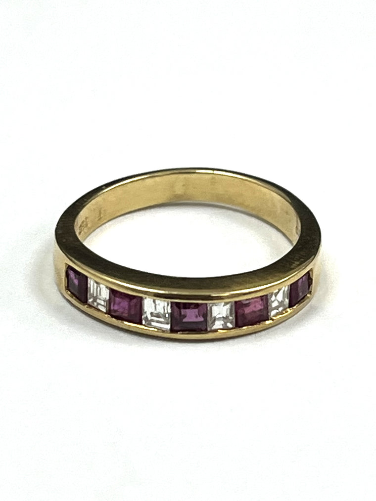 18ct Yellow Gold 0.40 cts Diamond & Ruby Eternity Ring