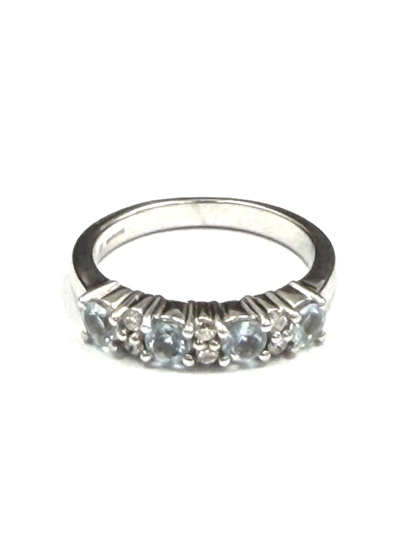 18ct White Gold Aquamarine & Diamond Ring