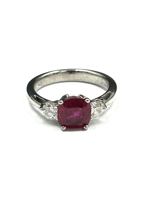 18ct White Gold 1.70cts Ruby & 0.45cts Diamond Ring