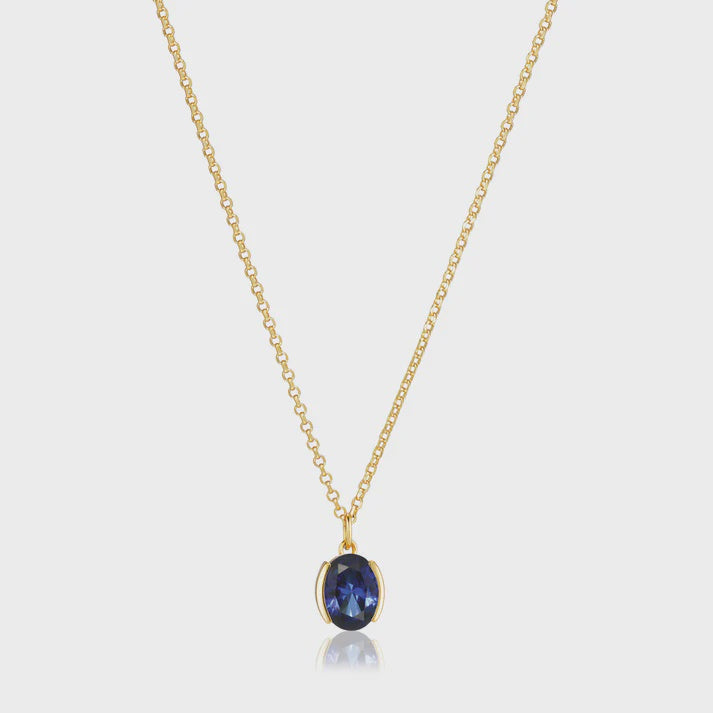 Necklace Ellisse Carezza Blue Zirconia Gold Plated