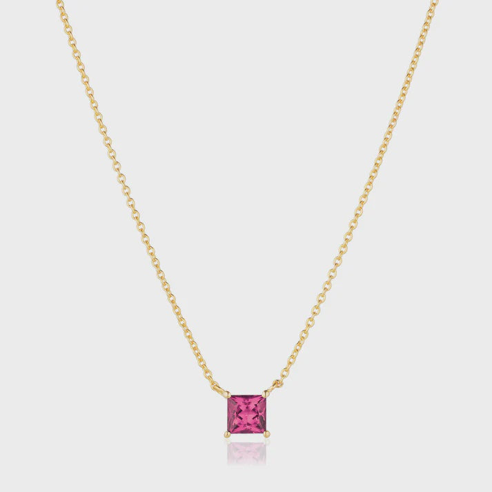 Necklace Ellera Quadrato Pink Zirconia Pendant