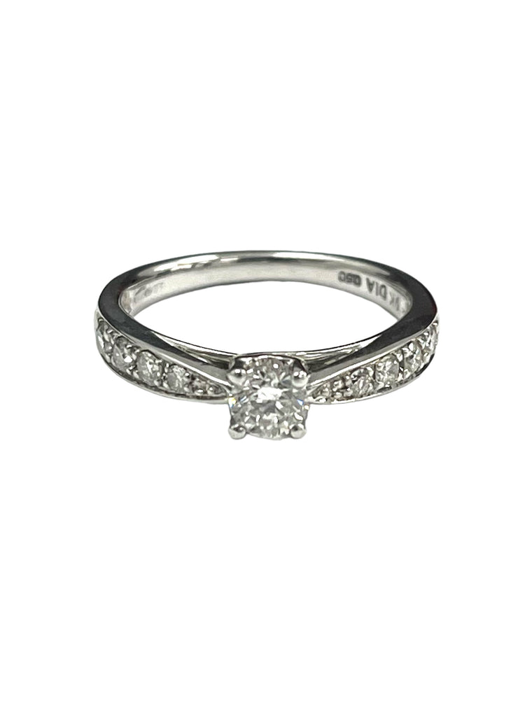 9ct White Gold 0.50cts Diamond Ring with Stone Set Shoulders